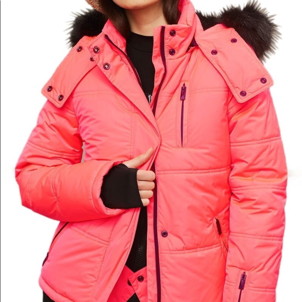 TOPSHOP SNO COAT NEON PINK